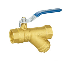 water filter ball valve with ss304 net brass forged strainer with iron handle